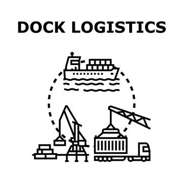 Cargo shipping dock logistics transportation process Stock Illustration
