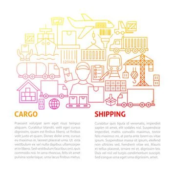 Cargo Shipping Line Template Stock Illustration