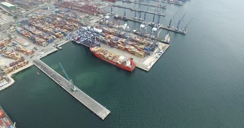 Cargo shipping in seaport 動画素材 56608121