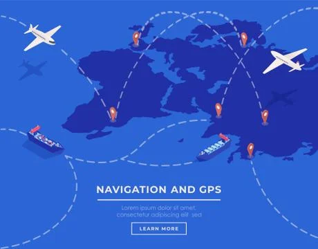 Cargo shipping web banner vector template. Commercial transportation industry Stock Illustration