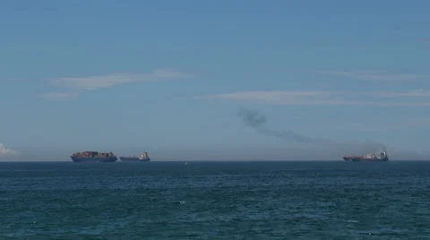 Cargo Ships at Anchor Stock Footage 41544031