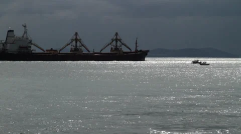 Cargo Ships in Bosphorus Stock Footage 31850707