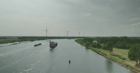 Cargo ships on the canal Stock Footage 204870296