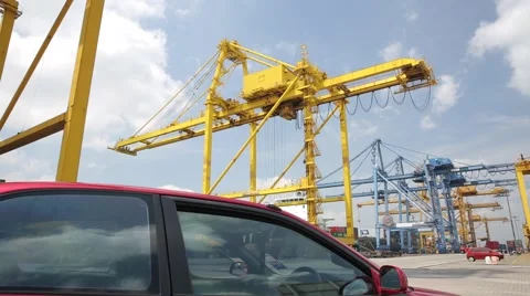 Cargo Ships In The Harbor Video stock 65310596