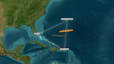 Cargo ships navigate oceanic routes between Bermuda, Miami, and Puerto Rico Stock Footage 335028349