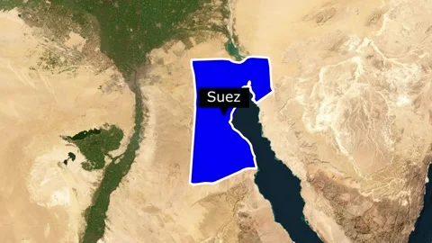 Cargo ships navigating the Suez Canal in busy maritime traffic. Stock Footage 340501567