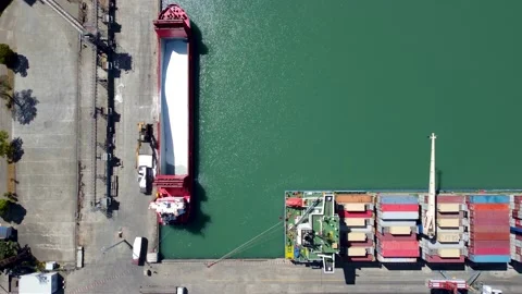 Cargo Ships In Port Stock Footage 168949083