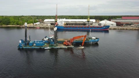 Cargo ships on the river Video stock 159281033