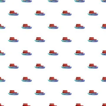 Cargo ships sailing on waves seamless pattern 库存插图