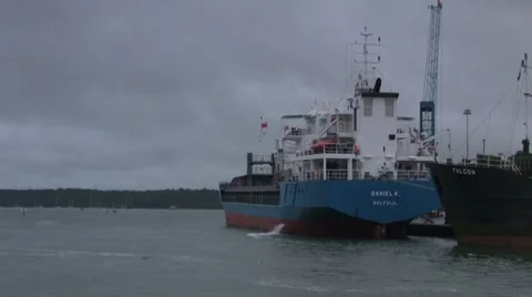 Cargo ships tied up at the docks Stock Footage 7149100