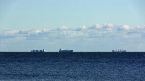 Cargo ships waiting for the pilot Stock Footage 8601180