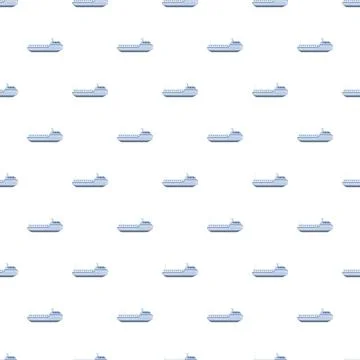 Cargo ships on white seamless pattern background Illustrazione stock