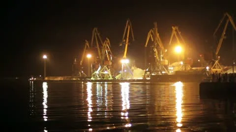 Cargo side port at night Video stock 11659866