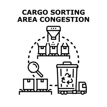 Cargo sorting area congestion concept vector 库存插图