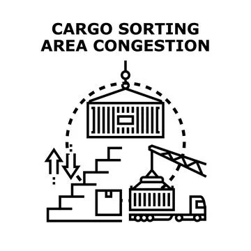 Cargo sorting area congestion concept vector illustration 库存插图
