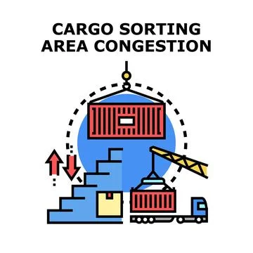 Cargo sorting area congestion concept vector illustration 库存插图