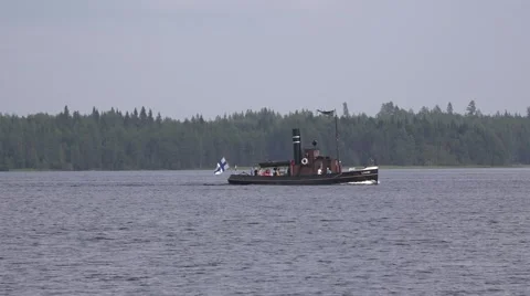 Cargo steamship Lauri makes a private leisure trip Stock Footage 65797386