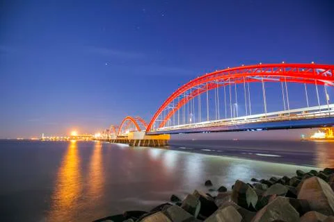 Cargo terminals in the evening Stock Photos
