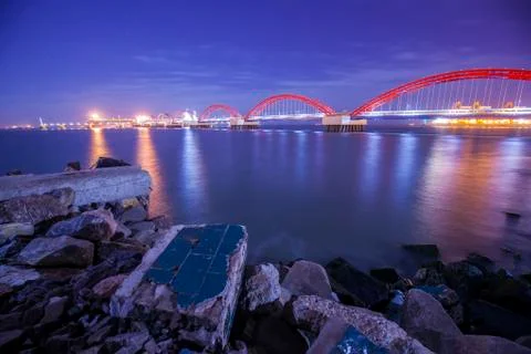 Cargo terminals in the evening Stock Photos