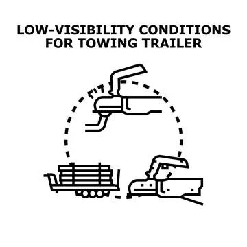Cargo trailer hitching in low visibility conditions Stock Illustration
