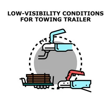 Cargo trailer hitching in low visibility conditions Stock Illustration