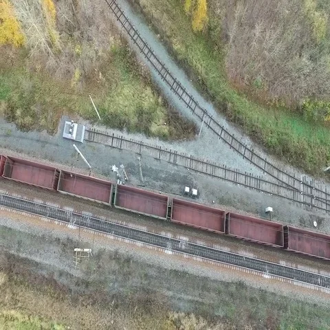 Cargo train and bridge Stock Footage 69397341