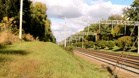 Cargo Train And Locomotives On The Front View In Diagonal Stock Footage 84771655