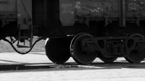 Cargo Train black and white Stock Footage 39587696