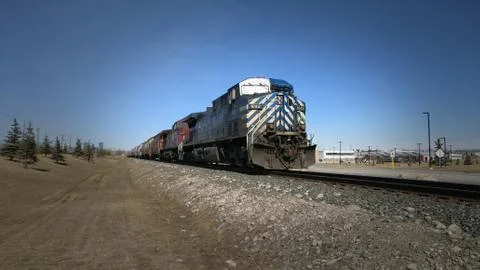 Cargo train in Canada Stock Photos