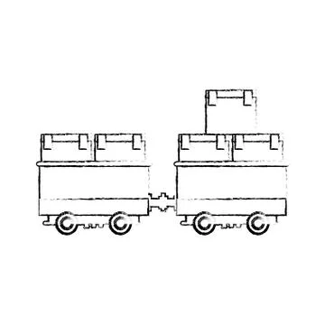 Cargo train with cardboard boxes side view container Stock Illustration
