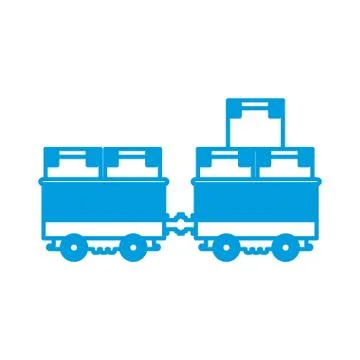 Cargo train with cardboard boxes side view container Stock Illustration