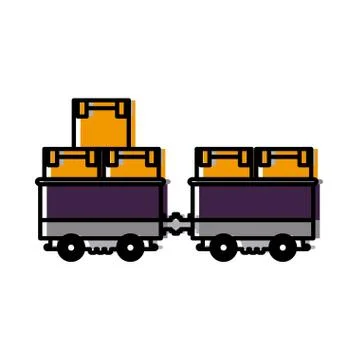 Cargo train with cardboard boxes side view container Stock Illustration