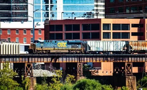 Cargo Train going through Richmond Va AJPhotography.VA Stock Photos