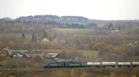 Cargo Train Locomotive Stock Footage 49540965
