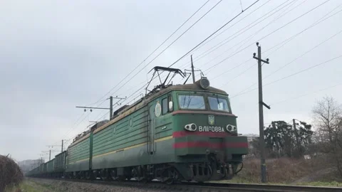 Cargo Train Moving On Platform Staion Stock Footage 145364784