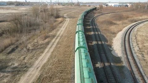Cargo train moving on railroad Stock Footage 152607257