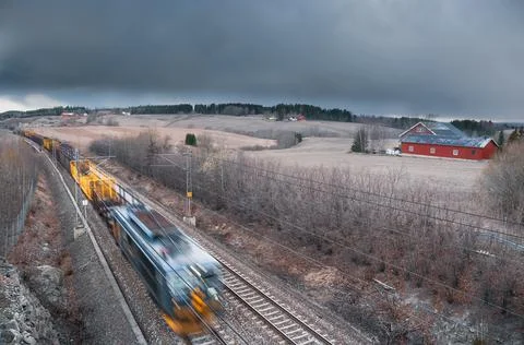 Cargo train in Norway Stock Photos