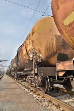 Cargo train with oil Stock Photos