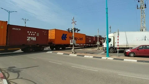 Cargo train passing Stock Footage 89750512