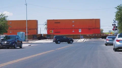 Cargo Train Passing Stock Footage 279622032