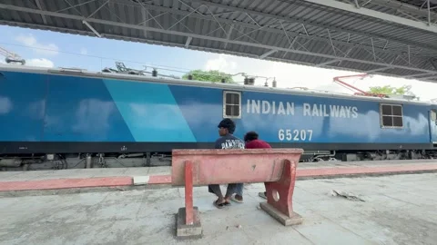Cargo train passing a railway platform. Mumbai, India Editorial Use 03 Aug 2026 Stock Footage 341660868