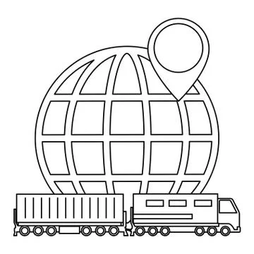 Cargo train with planet logistic service Stock Illustration