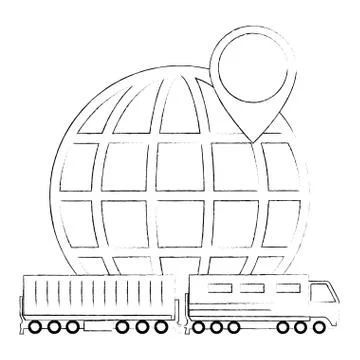 Cargo train with planet logistic service Stock Illustration