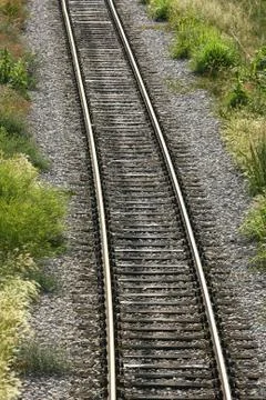Cargo train platform railway tracks in a rural scene Foto stock