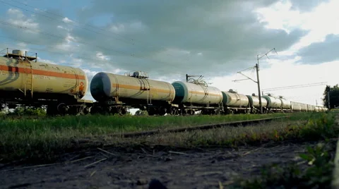 Cargo Train Pulls Stock Footage 64269539