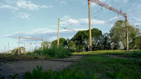 Cargo Train Pulls Stock Footage 64269621