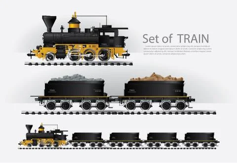 Cargo train on a rail road Vector illustration Stock Illustration