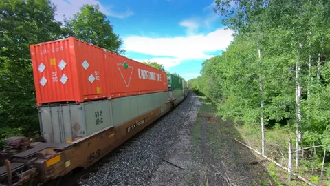 Cargo Train, Railway Freight Delivery Industrial Transportation Logistic Goods Stock Footage 157606687