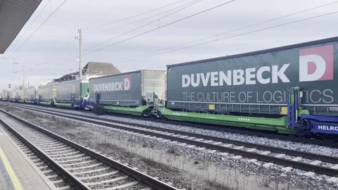 Cargo train in the railway station Stock Footage 294505621