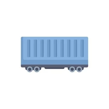 Cargo train waggon carrying intermodal container flat icon Stock Illustration